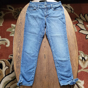 St.John's Bay Skinny Leg Medium Wash Ankle Jeans with Side Ties Size Women's 8